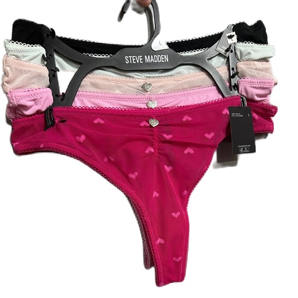 Steve Madden 5 PCS/Set Women Lace Panties solid Sexy G String Thong NEW Sz. L - Picture 1 of 2